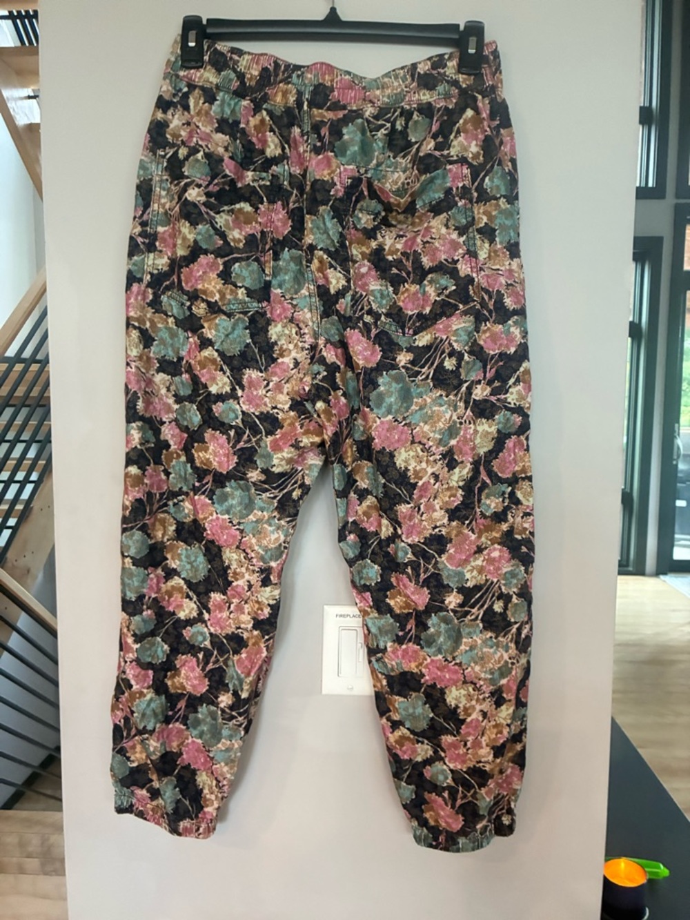 Anthropologie Floral Jogger Pants - Brown Pink & Teal